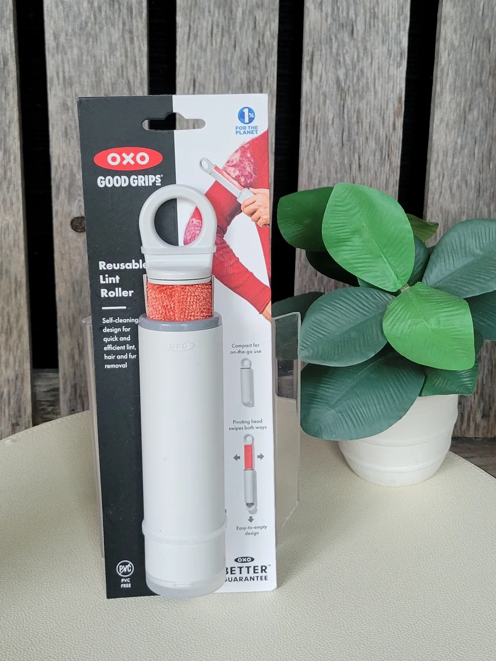 OXO Good Grips Reusable Lint Roller in White with Coral Roller
